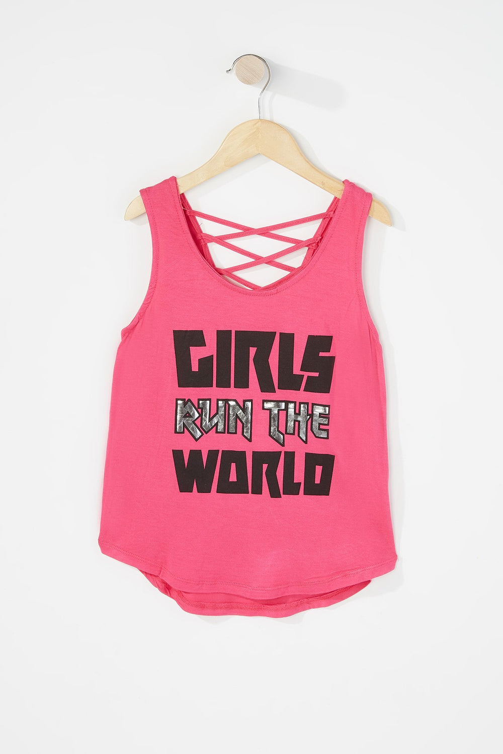Kids Girls Caged Back Graphic Tank Wine