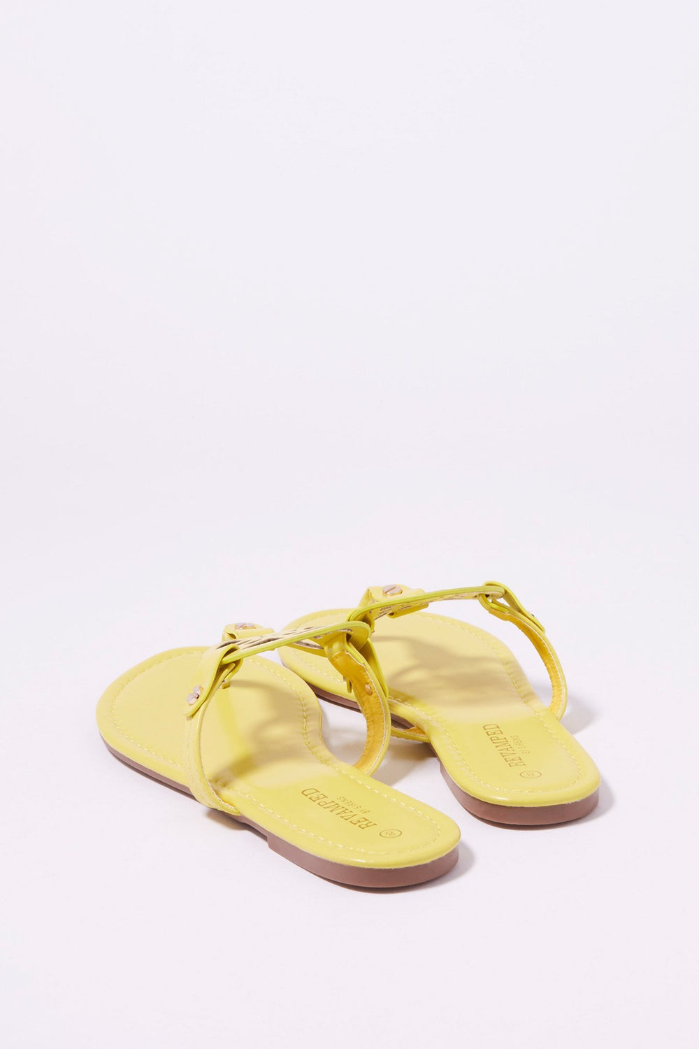 Women Medallion T-Bar Slip-On Sandal Yellow