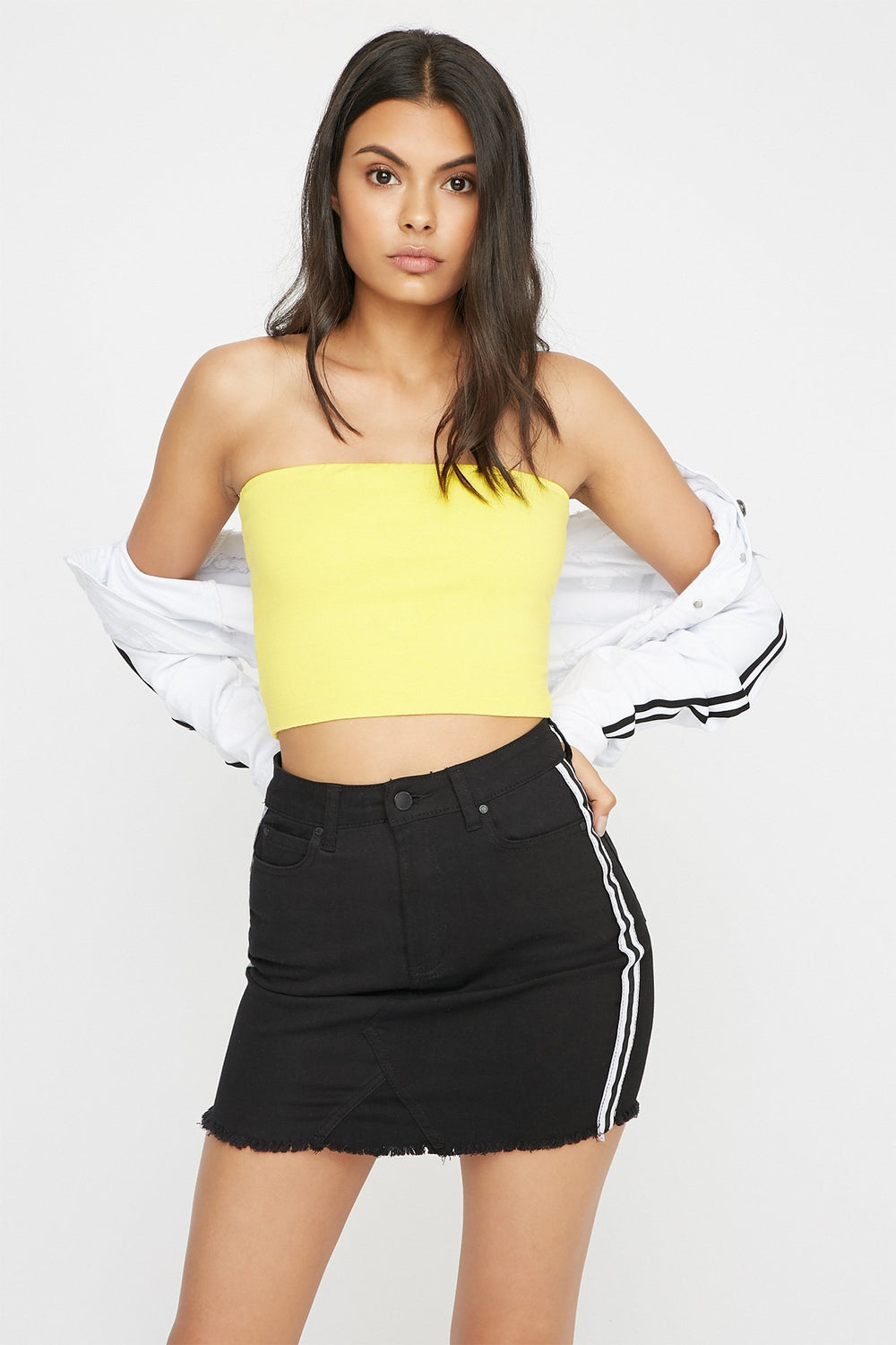 Women Seamless Basic Tube Top Yellow