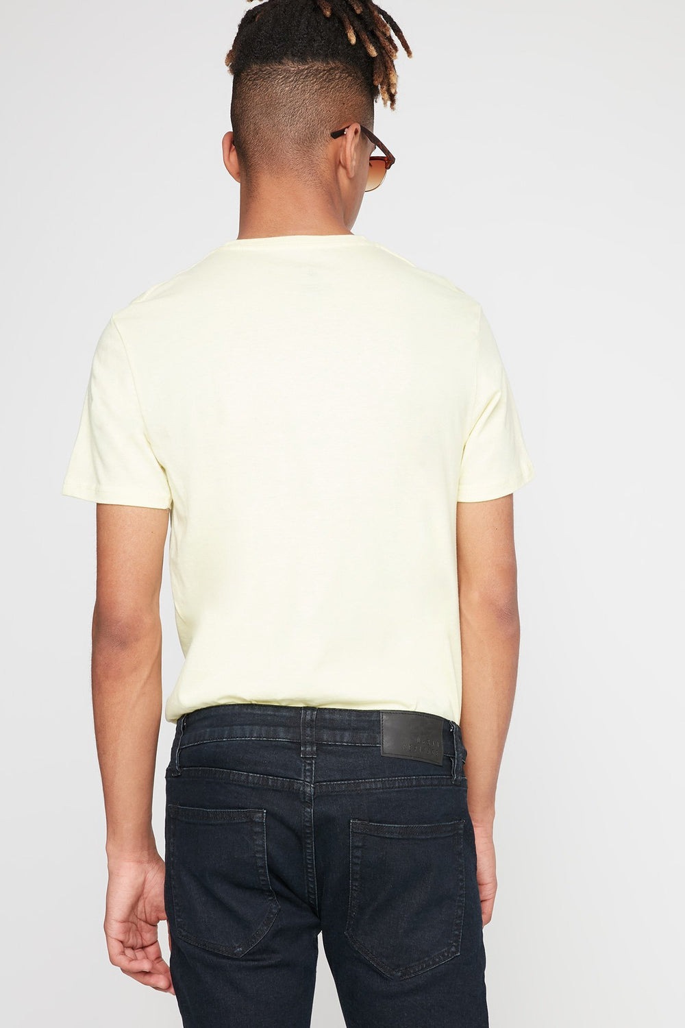Men Basic Soft Pastel Crewneck T-Shirt Yellow