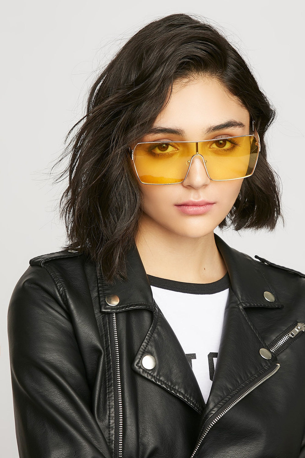 women Oversized Shield Sunglasses Yellow