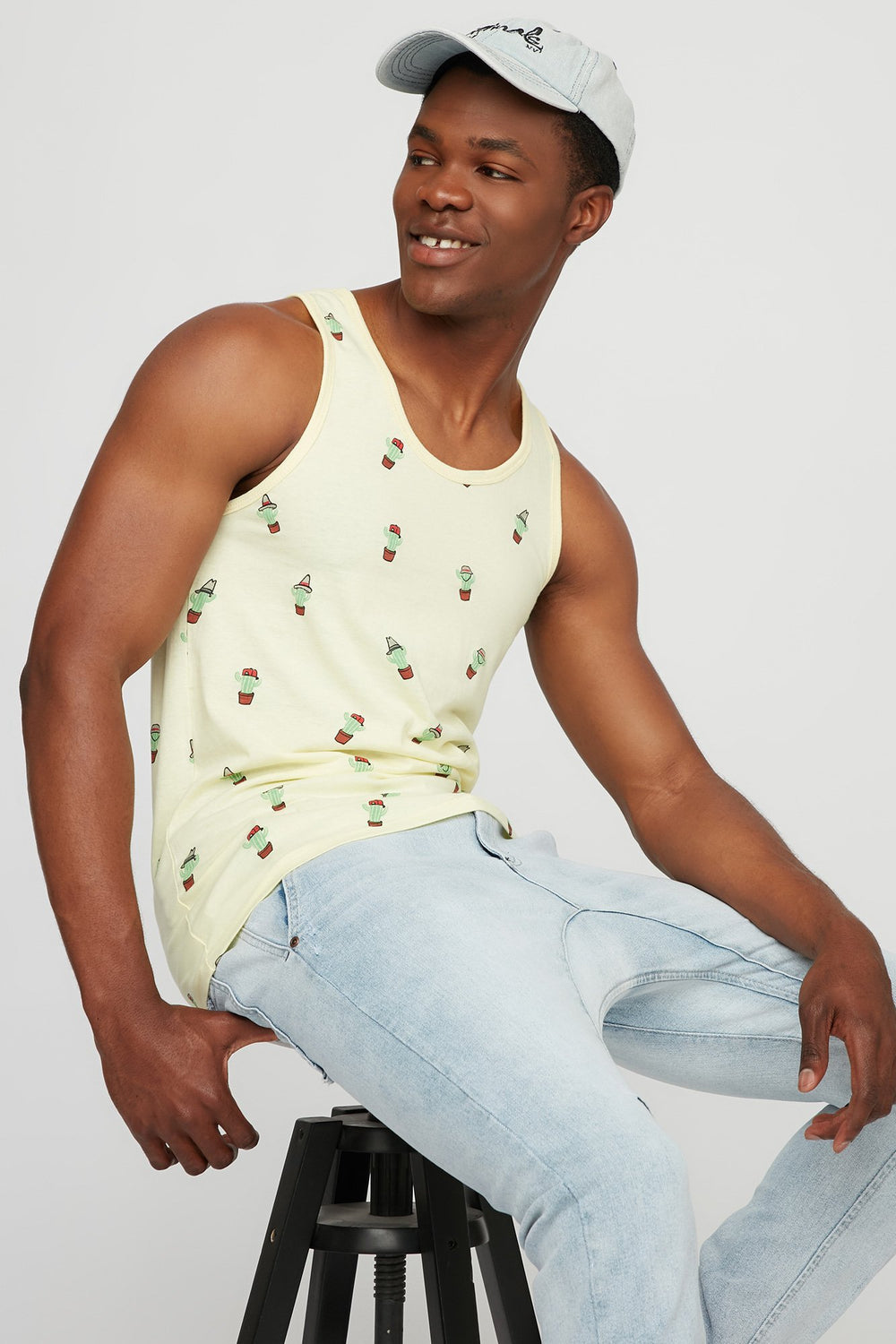 Men Printed Graphic Tank Yellow