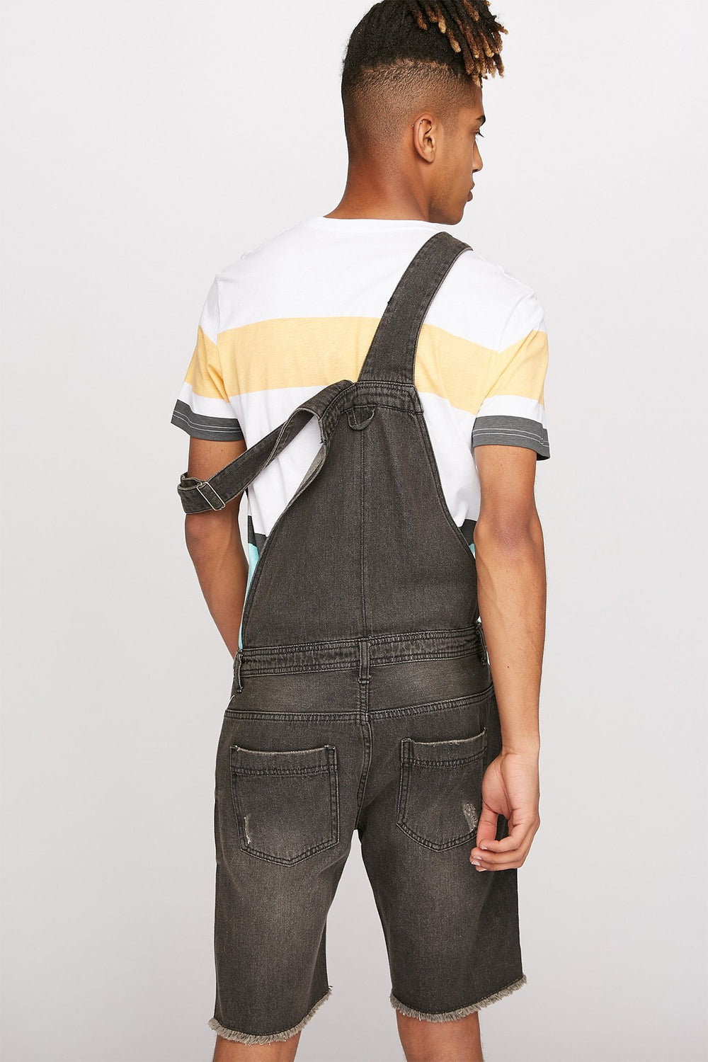Men V-Neck Striped Pocket T-Shirt Yellow