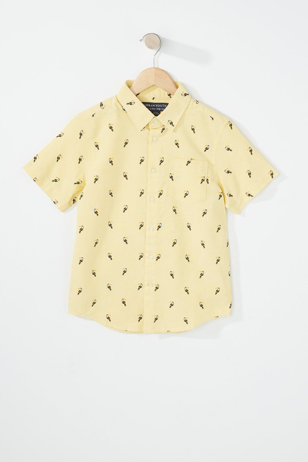 Kids Boys Printed Button-Up Short Sleeve Shirt Yellow