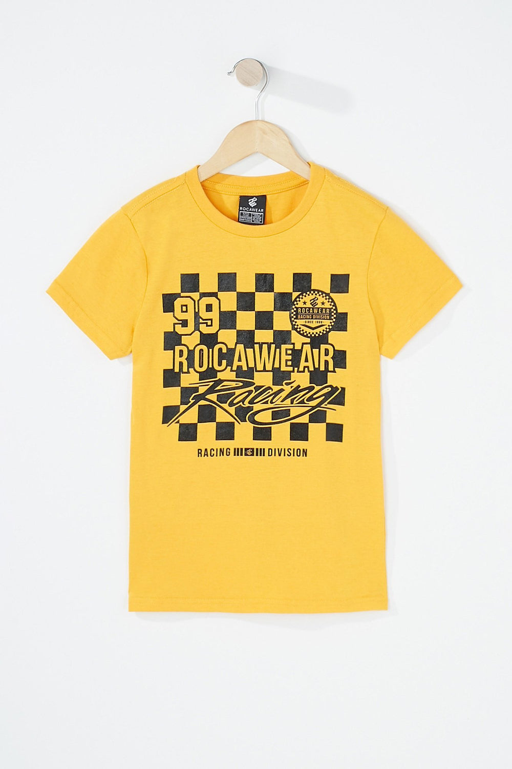 Kids Boys Rocawear Racing Checkered Graphic T-Shirt Yellow