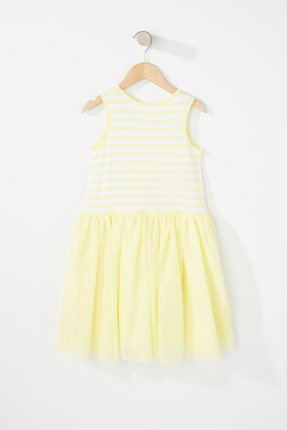 Kids Girls Striped Sequin Pocket Tutu Dress Yellow