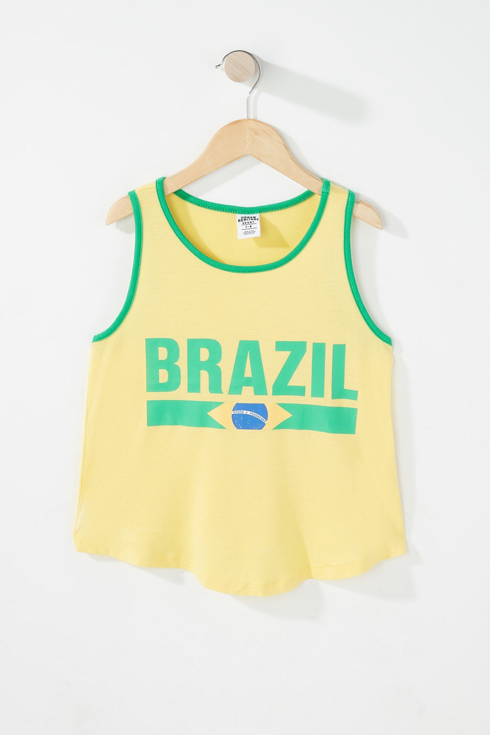 Kids Girls World Cup Dolphin Hem Graphic Ringer Tank Yellow