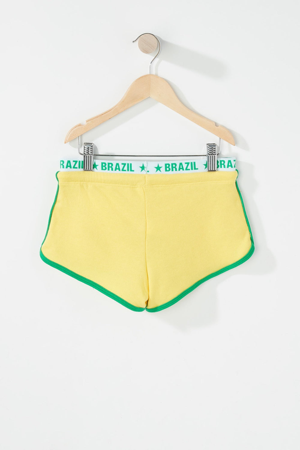 Kids Girls World Cup Graphic Band Fleece Drawstring Short Yellow