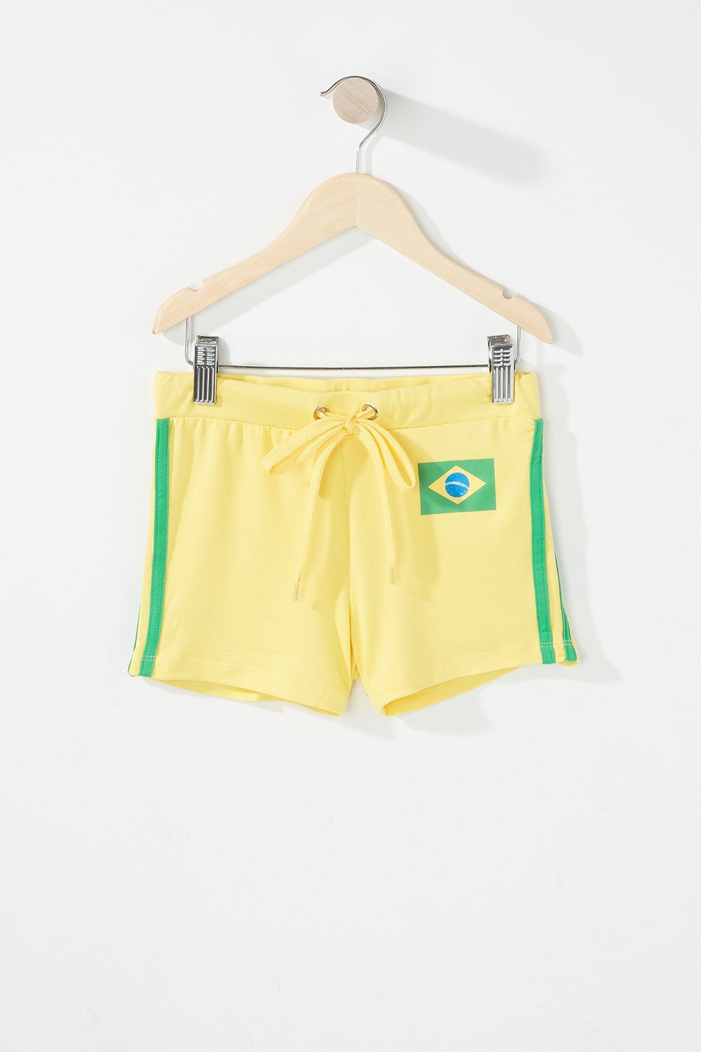 Kids Girls World Cup Side Stripe High-Rise Drawstring Short Yellow